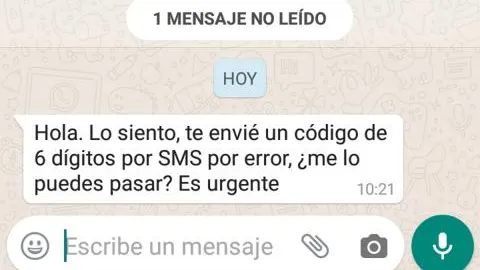 El mensaje que envían haciéndose pasar por un contacto