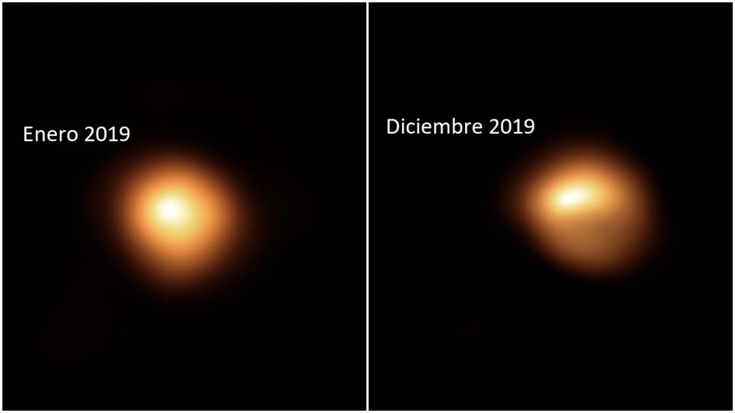 Evolución de la estrella Betelgeuse en un año Evolución de la estrella Betelgeuse en un año