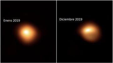Evolución de la estrella Betelgeuse en un año