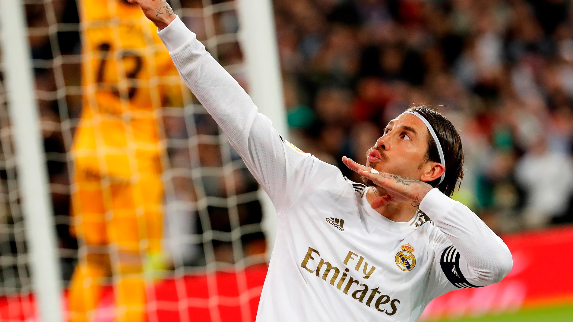  El defensa del Real Madrid, Sergio Ramos, celebra el segundo gol del equipo blanco ante el Celta. 