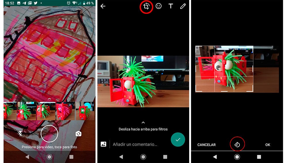 Recortando y girando la imagen en WhatsApp