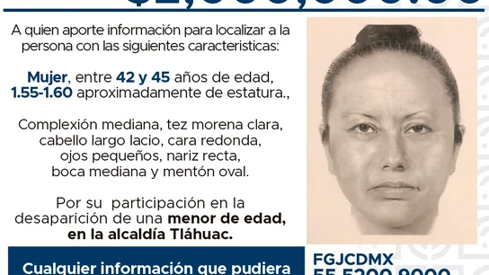El retrato robot de la mujer que secuestró a Fátima, la niña que fue violada y asesinada en México El retrato robot de la mujer que secuestró a Fátima, la niña que fue violada y asesinada en México