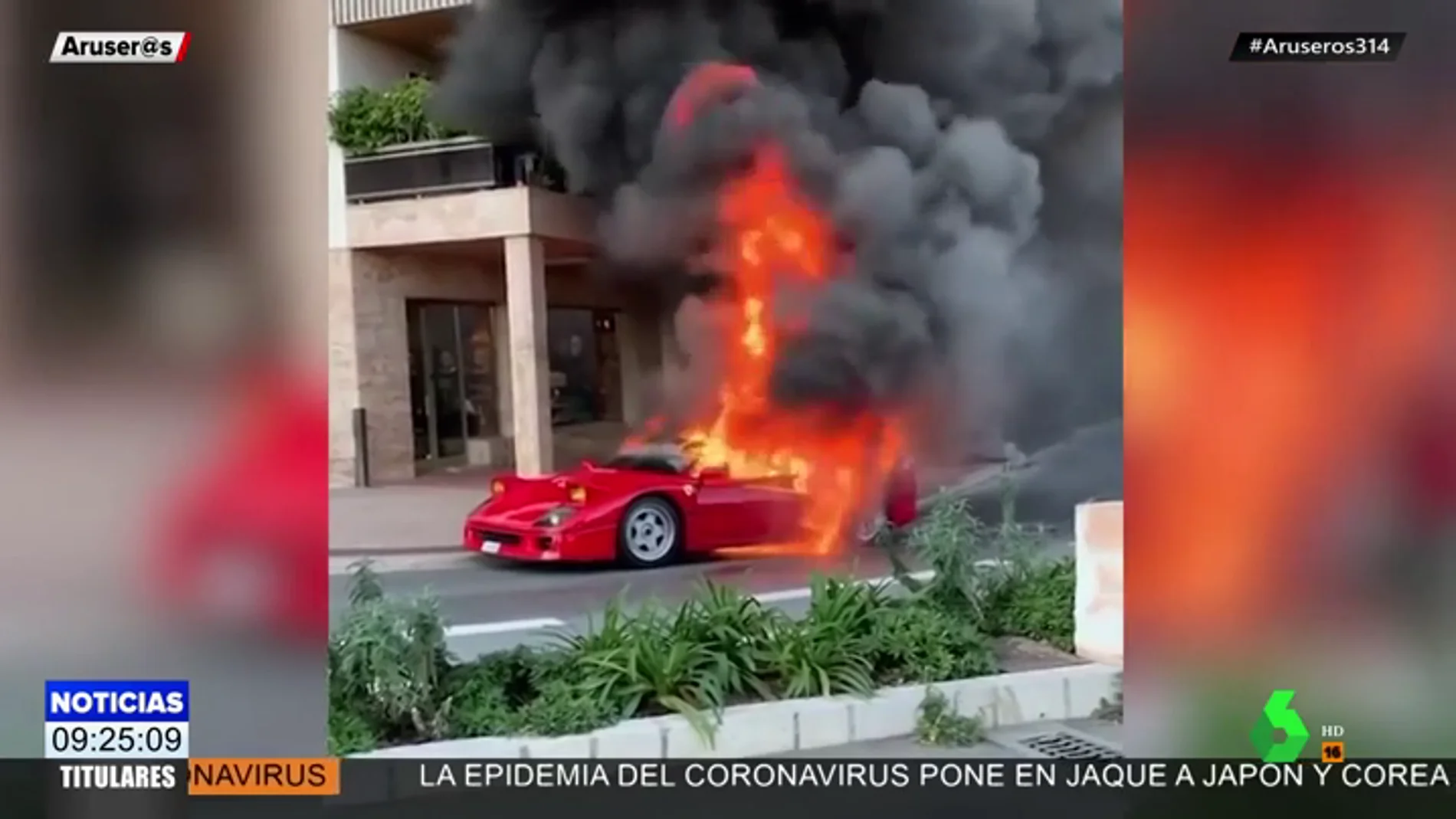 Estallan las redes sociales ante el vídeo de un Ferrari F40 ardiendo en las calles de Mónaco