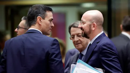 El presidente del Gobierno, Pedro Sánchez (i), y el presidente del Consejo Europeo, Charles Michel (d). El presidente del Gobierno, Pedro Sánchez (i), y el presidente del Consejo Europeo, Charles Michel (d).