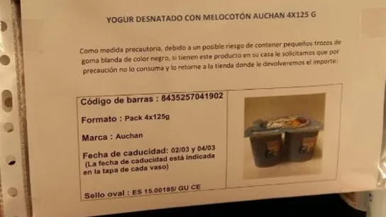 Retirada de yogur de Auchan Retirada de yogur de Auchan