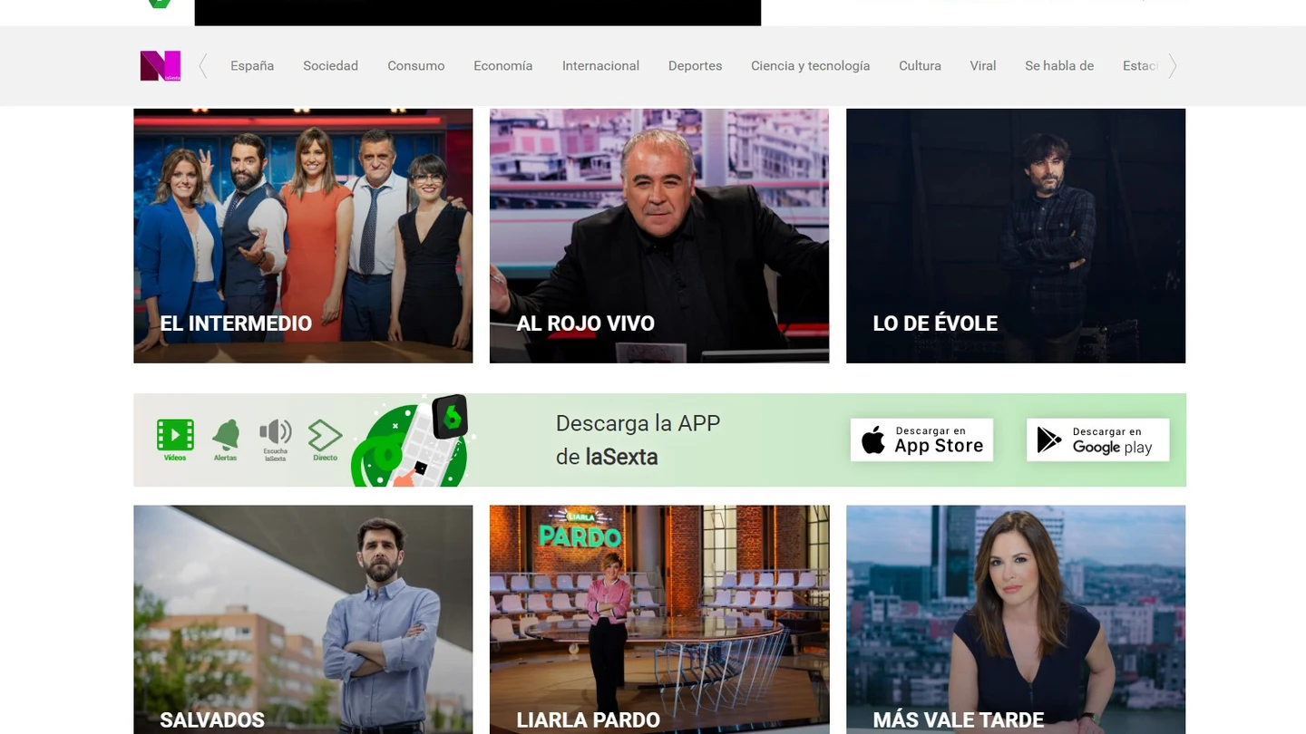 Imagen de algunos de los programas de laSexta Imagen de algunos de los programas de laSexta
