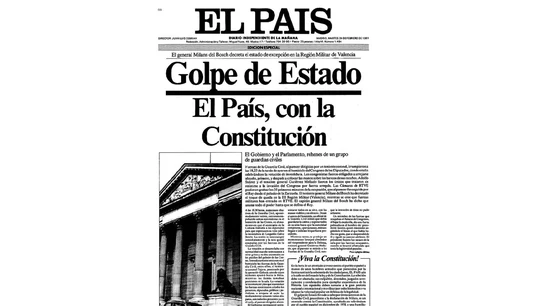 Portada del diario 'El País' el 23 de febrero de 1981 Portada del diario 'El País' el 23 de febrero de 1981