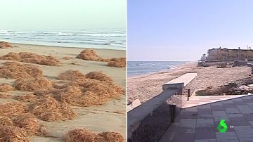 La playa del Perelló, antes y después de sufrir la borrasca  'Gloria'
