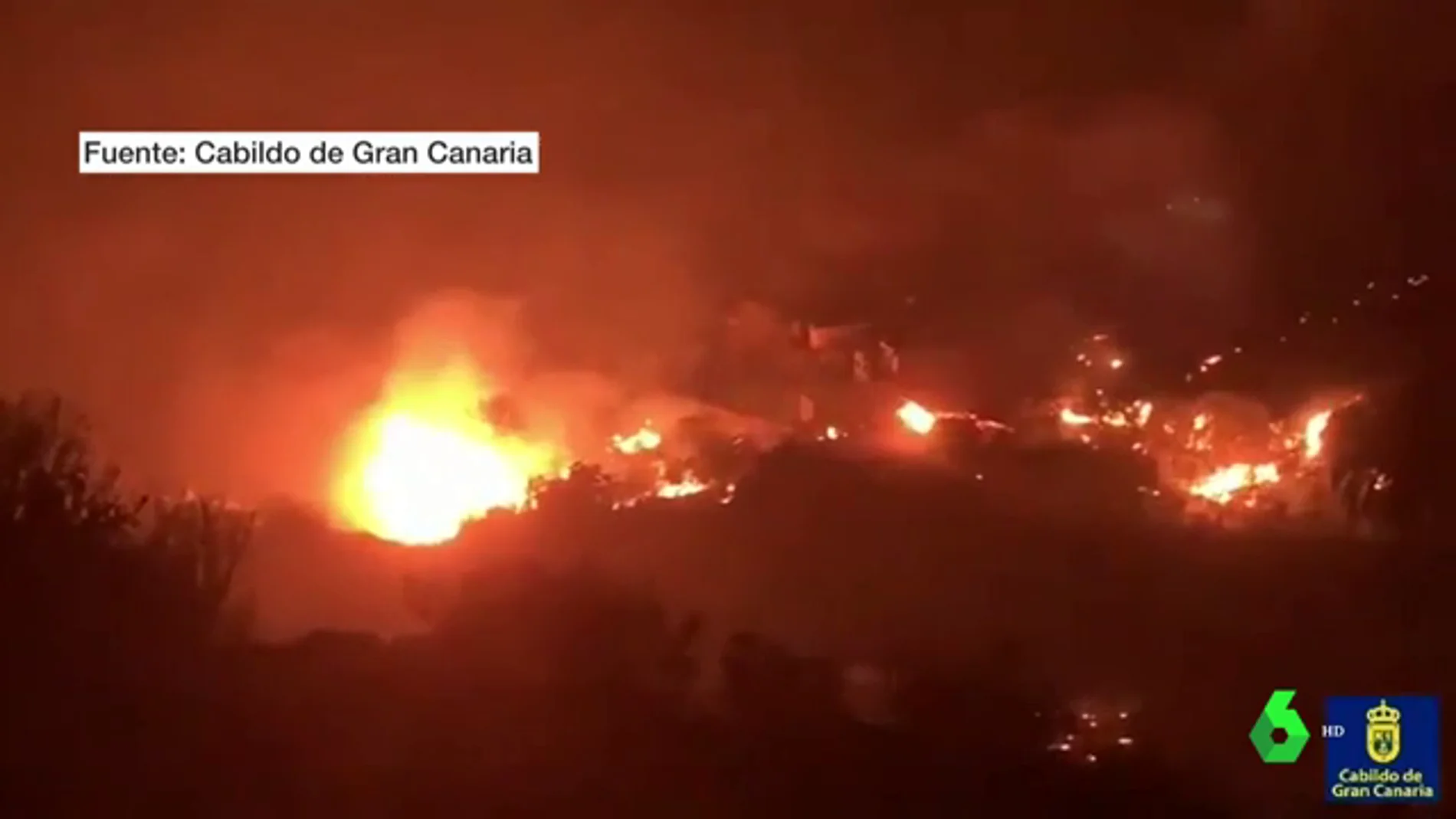 Un incendio en Gran Canaria quema varias viviendas y obliga a evacuar Tasartico