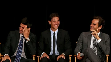 Nadal, Djokovic y Federer en una rueda de prensa