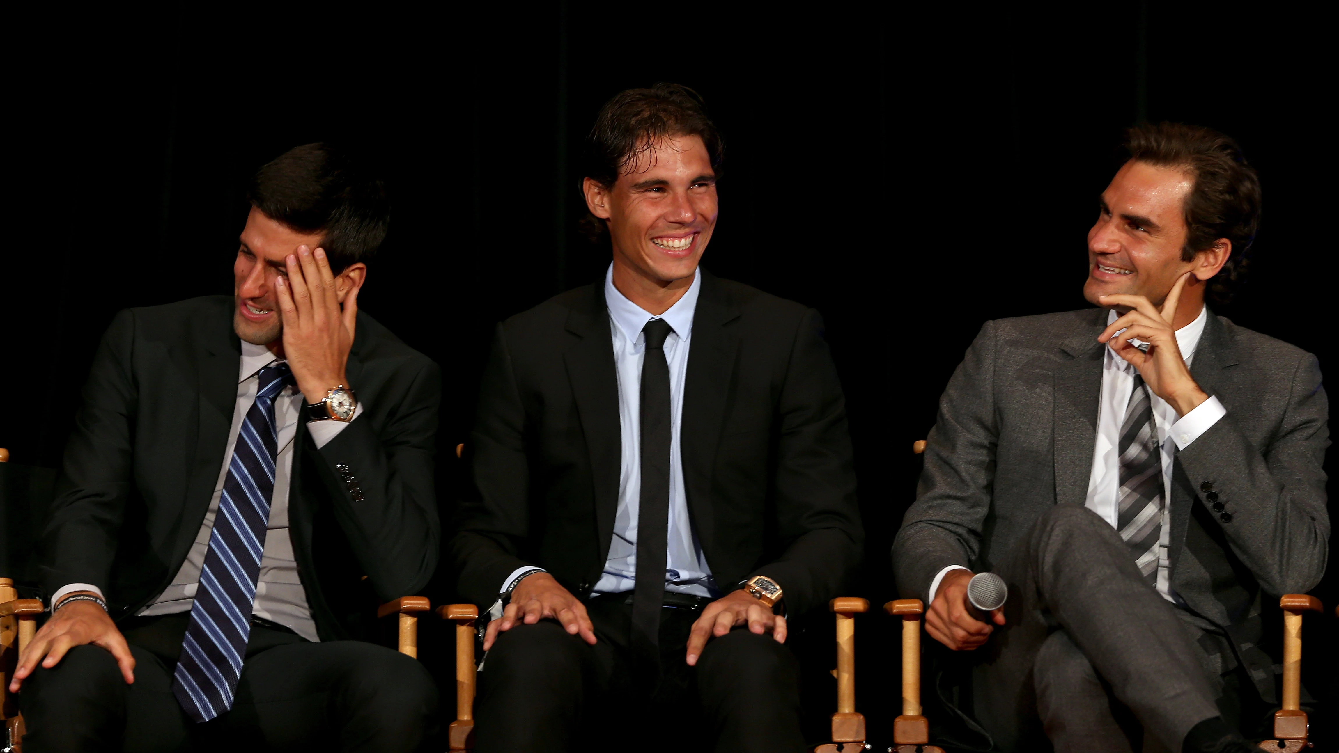 Nadal, Djokovic y Federer en una rueda de prensa