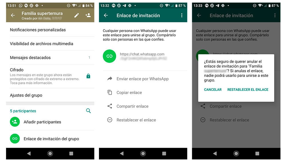 Anulando el enlace a los grupos