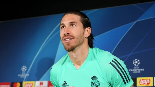 Sergio Ramos durante la rueda de prensa previa al enfrentamiento contra el Manchester City Sergio Ramos durante la rueda de prensa previa al enfrentamiento contra el Manchester City