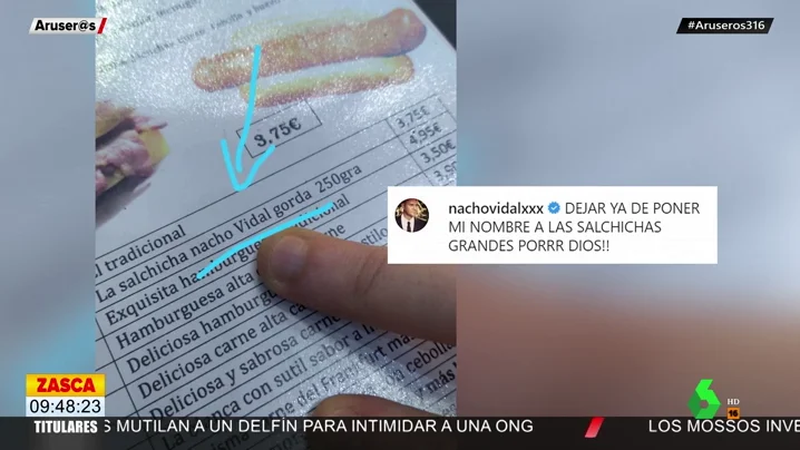 El cabreo de Nacho Vidal con los hosteleros por poner su nombre a las salchichas gordas