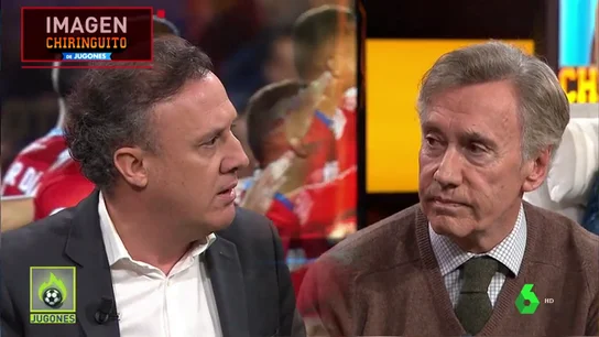 Duro cara a cara entre Almansa y Velasco en 'El Chiringuito': "No consiento que te rías del Rey de España" Duro cara a cara entre Almansa y Velasco en 'El Chiringuito': "No consiento que te rías del Rey de España"