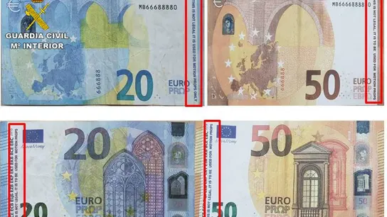 Billetes falsos utilizados por el menor detenido en Olvera Billetes falsos utilizados por el menor detenido en Olvera