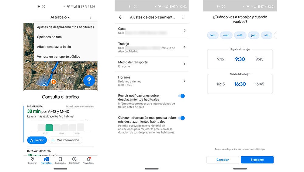 Seleccionando los parámetros de desplazamientos