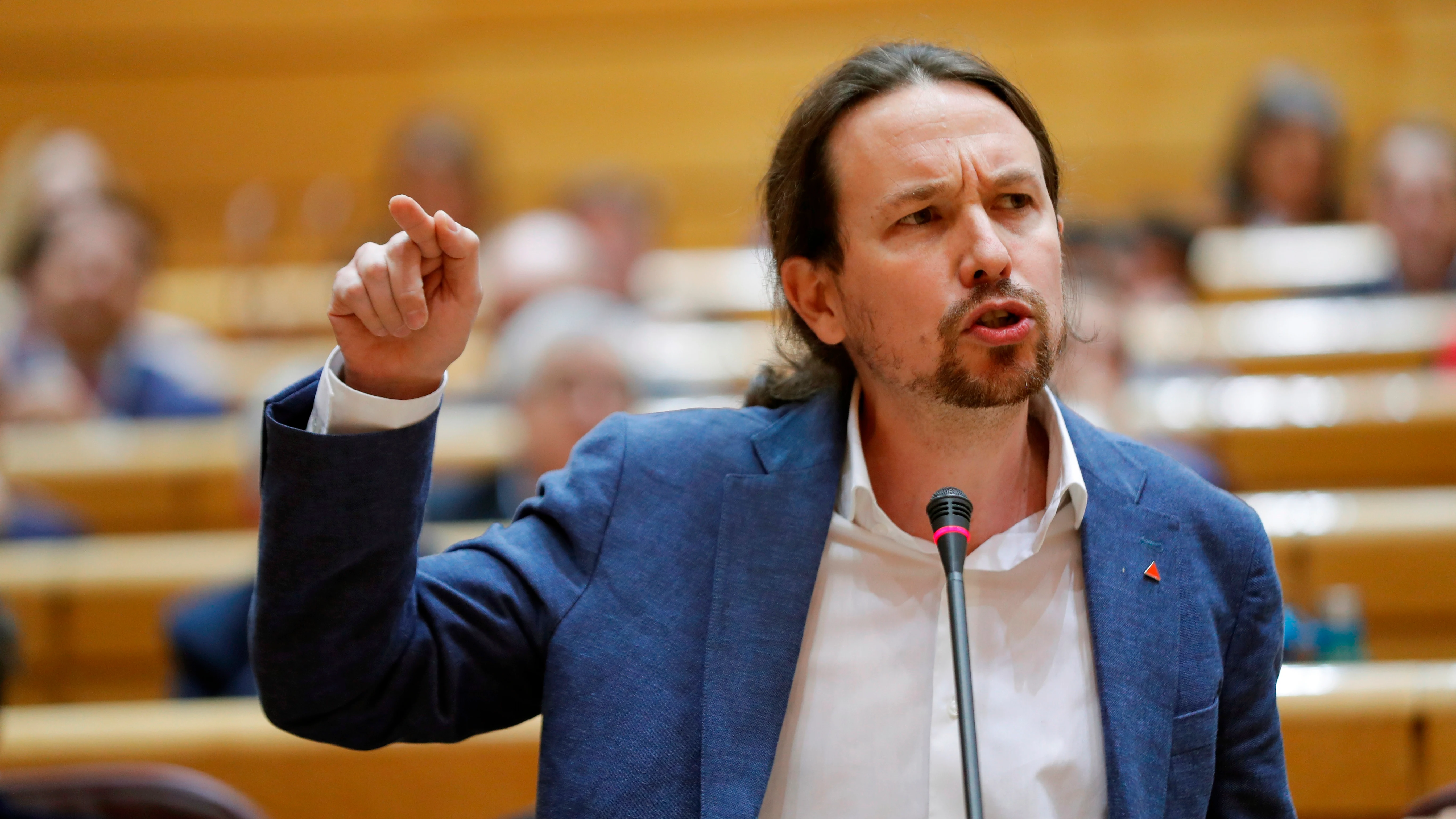 Pablo Iglesias, durante una sesión de control al gobierno en el Senado