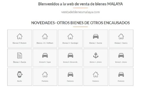 Imagen de la web donde se vende patrimonio de los condenados por el 'caso Malaya' Imagen de la web donde se vende patrimonio de los condenados por el 'caso Malaya'