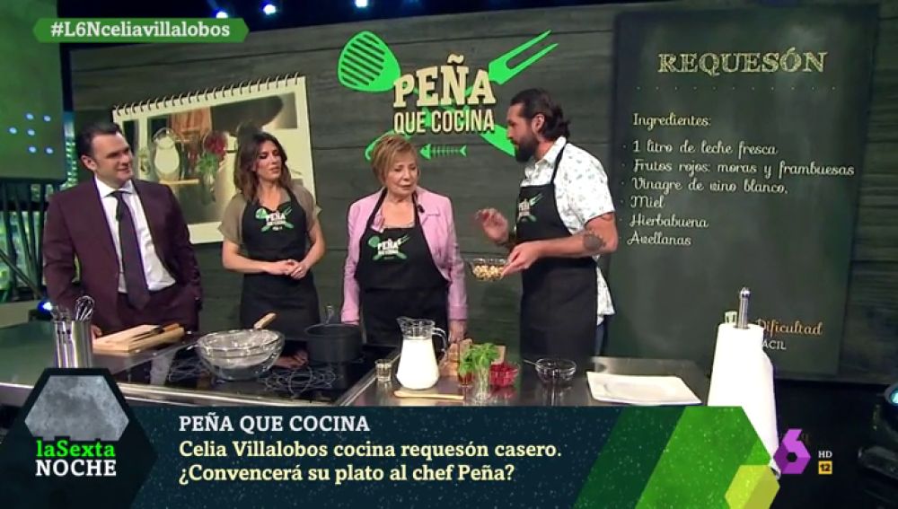 Celia Villalobos aprende con el chef Javier Peña a preparar requesón casero mientras analiza la actualidad