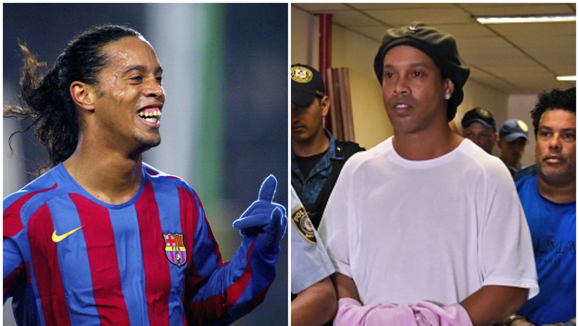Ronaldinho, en el Barça; Ronaldinho, esposado