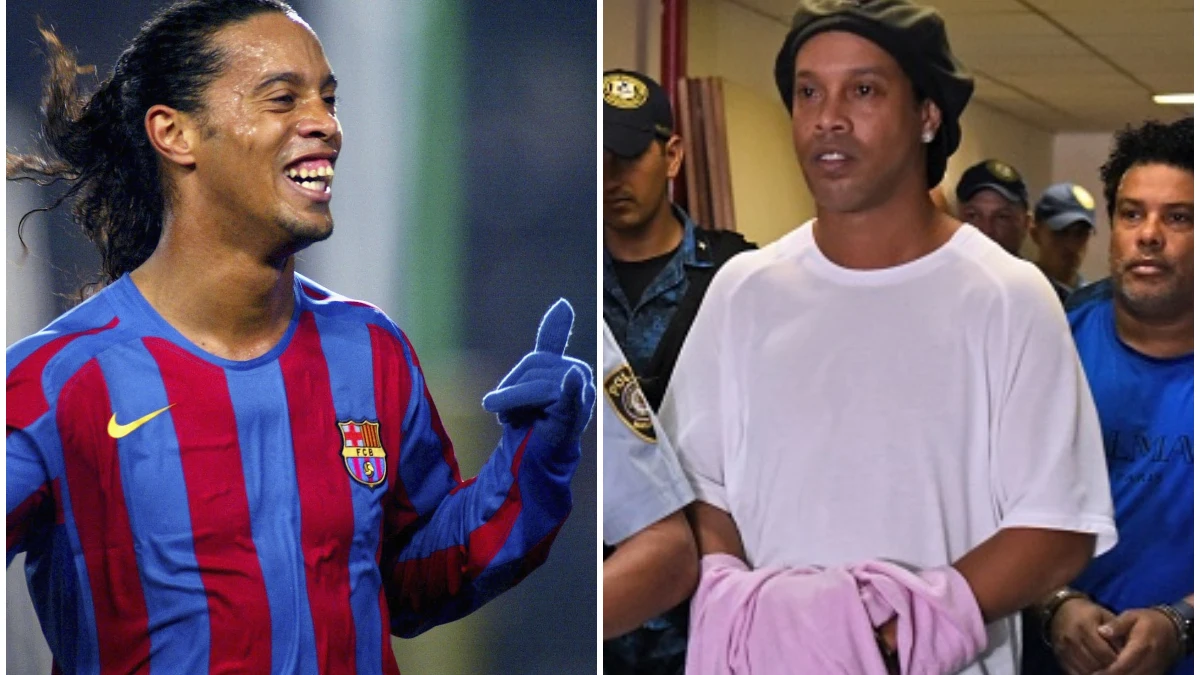 Ronaldinho, en el Barça; Ronaldinho, esposado