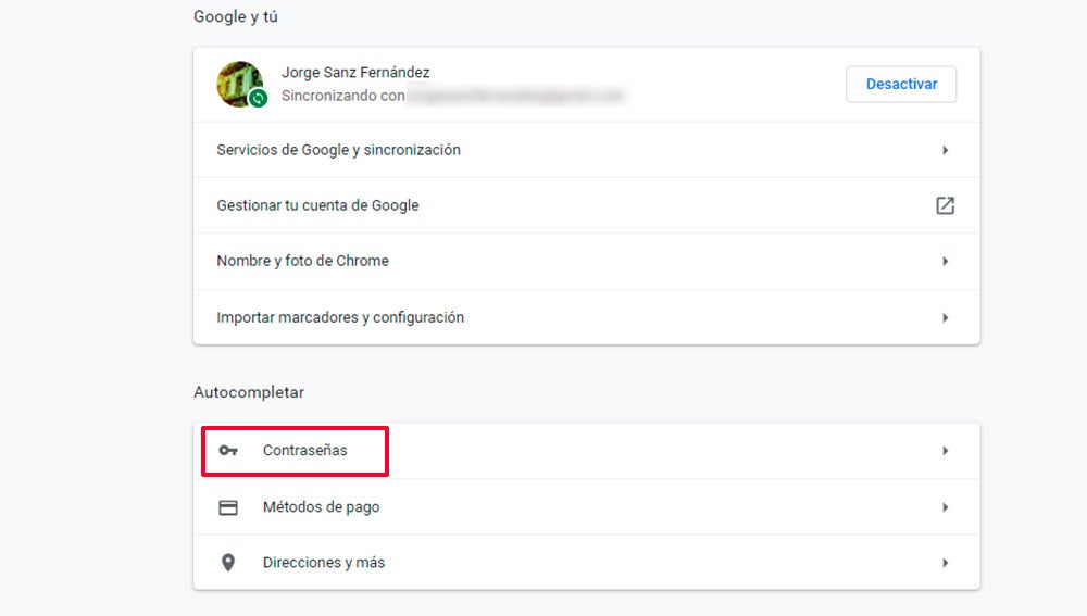 Accediendo a las contraseñas