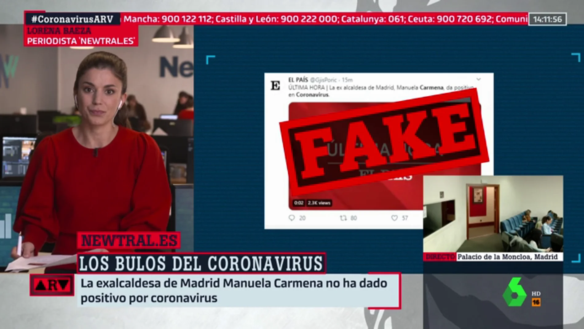 El tuit que asegura que Manuela Carmena tiene coronavirus es falso