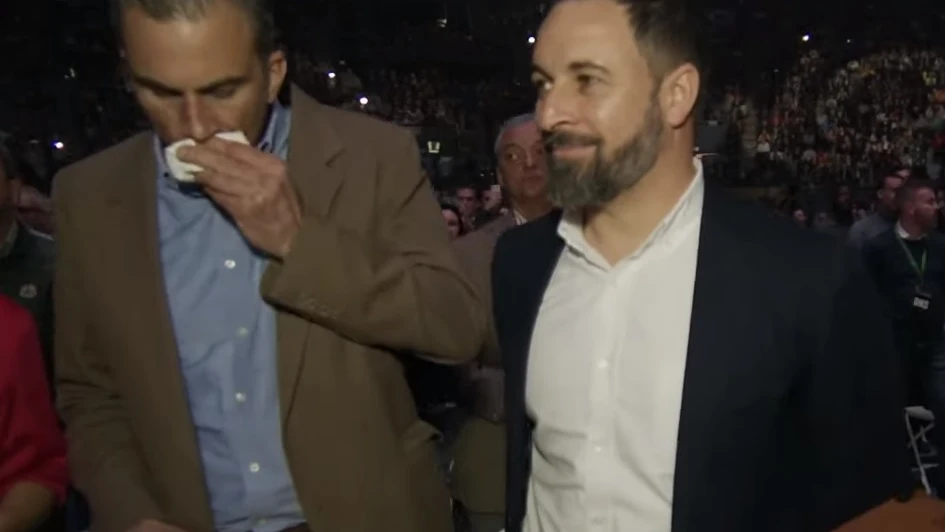 Javier Ortega Smith junto a Santiago Abascal en el acto de Vistalegre