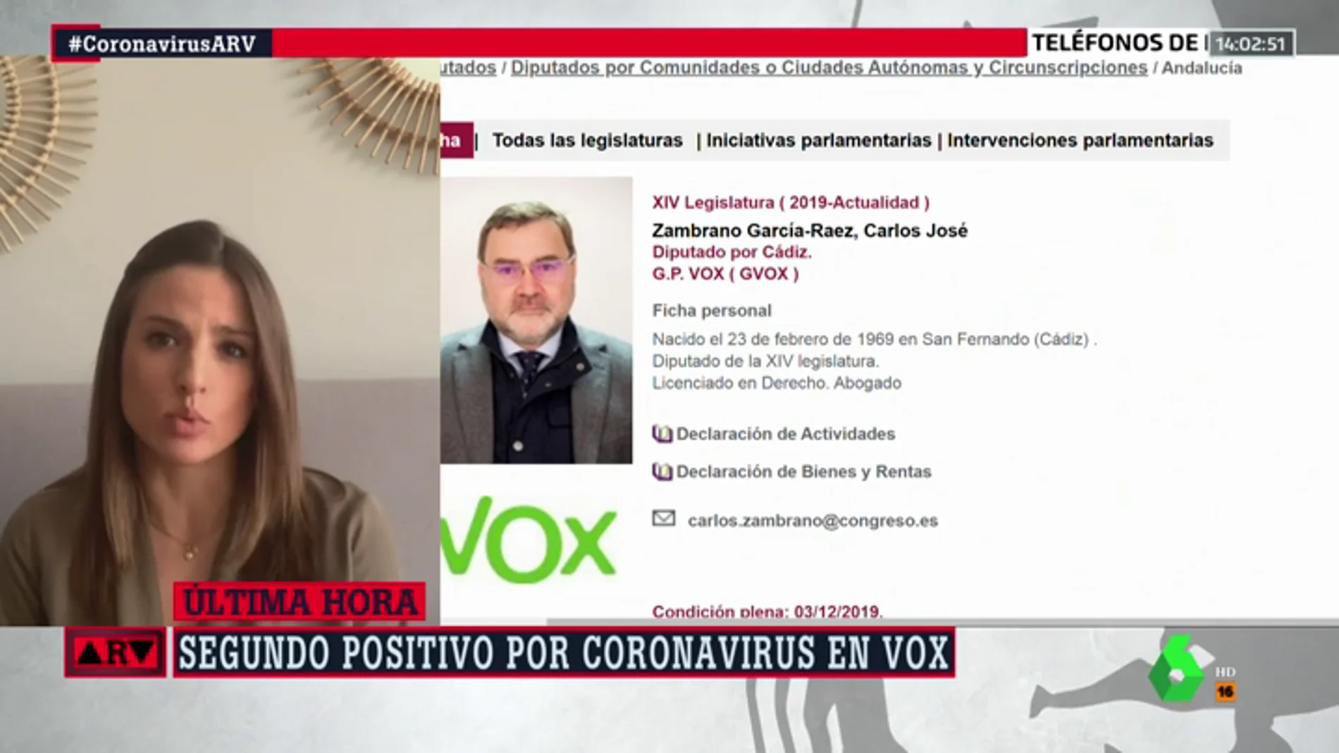 Segundo positivo por coronavirus en Vox tras Ortega Smith: un diputado nacional