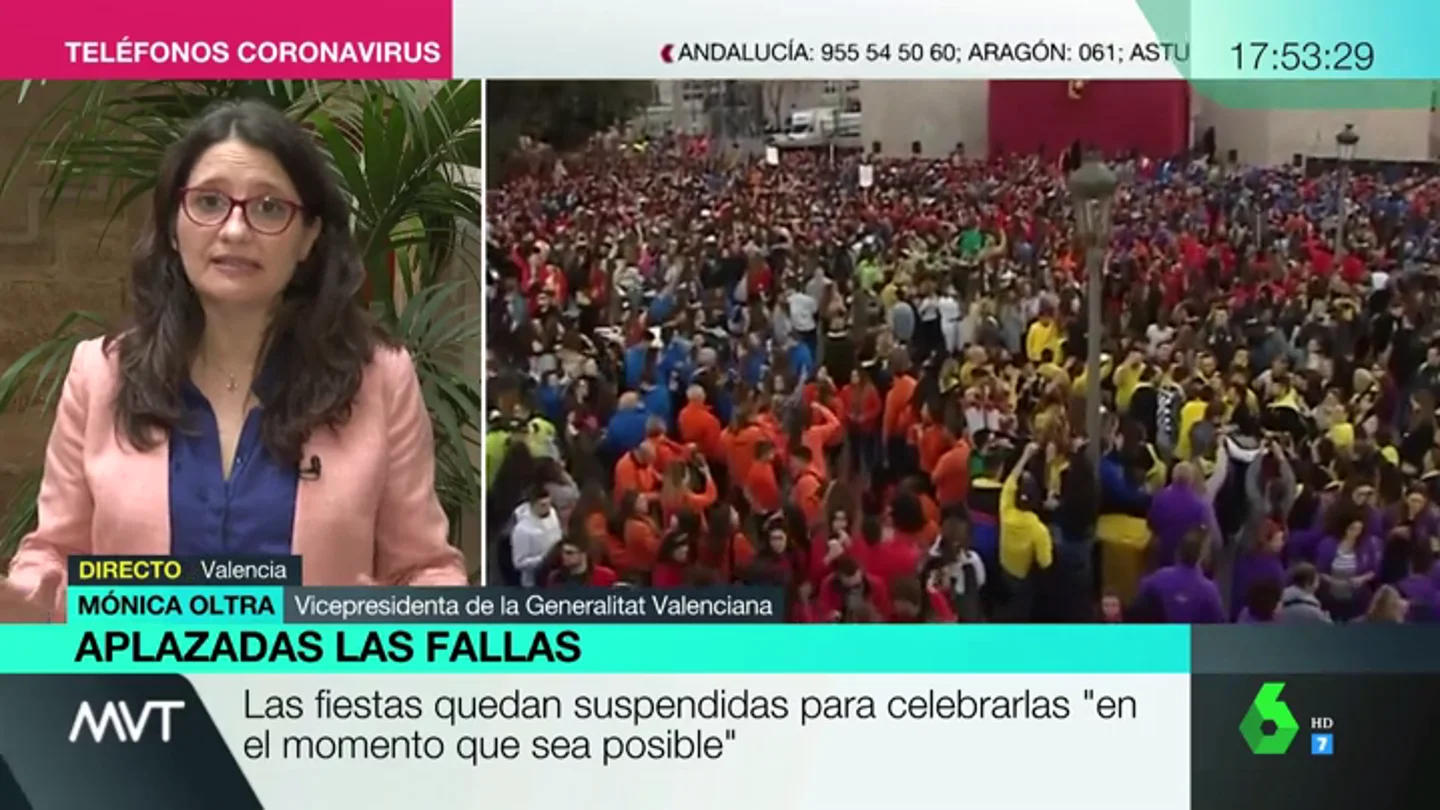 Mónica Oltra: "No sabemos cuándo, pero las Fallas volverán a plantarse y a ser la fiesta más grande" Mónica Oltra: "No sabemos cuándo, pero las Fallas volverán a plantarse y a ser la fiesta más grande"