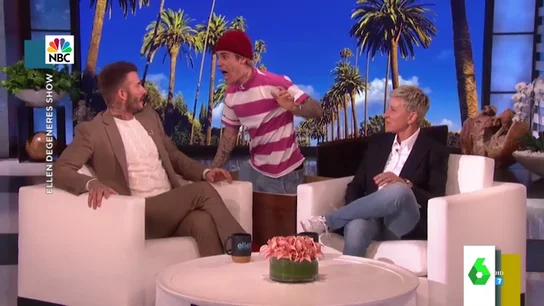 El susto de Justin Bieber a David Beckham en plena entrevista con Ellen Degeneres El susto de Justin Bieber a David Beckham en plena entrevista con Ellen Degeneres