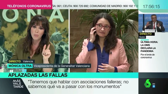 La reacción de Mónica Oltra tras conocer el positivo en coronavirus de una diputada de Vox en Valencia: "Lo siento muchísimo" La reacción de Mónica Oltra tras conocer el positivo en coronavirus de una diputada de Vox en Valencia: "Lo siento muchísimo"
