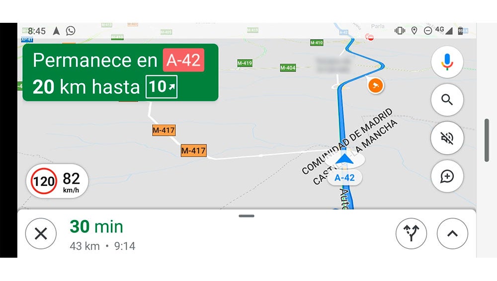 Aquí vamos por debajo de la velocidad máxima, en negro