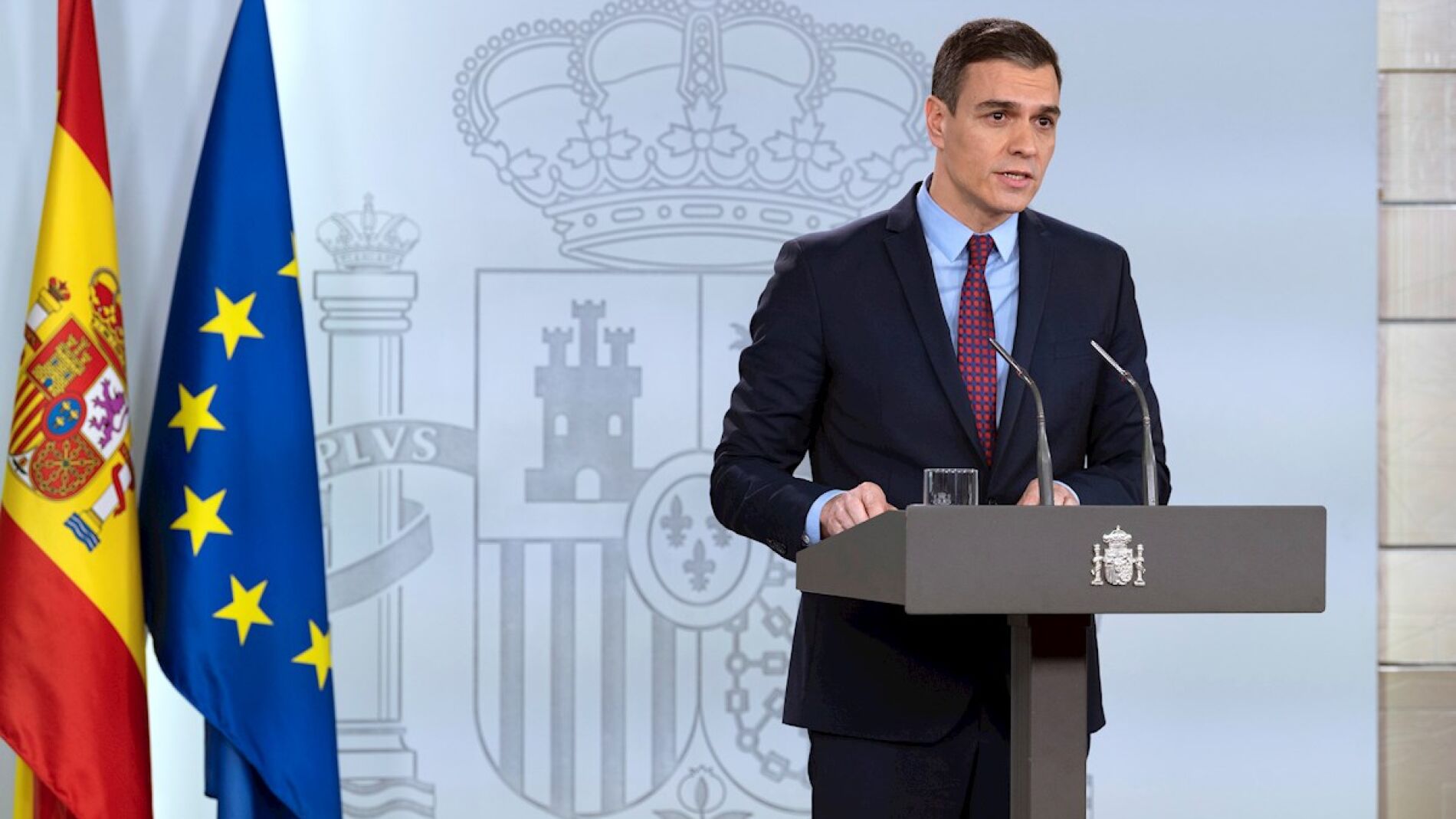 Pedro Sánchez en rueda de prensa desde Moncloa