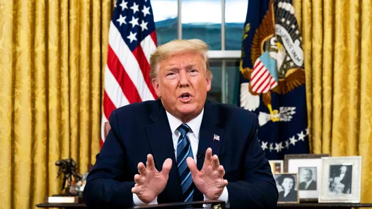 Donald Trump, presidente de los Estados Unidos, durante un discurso Donald Trump, presidente de los Estados Unidos, durante un discurso