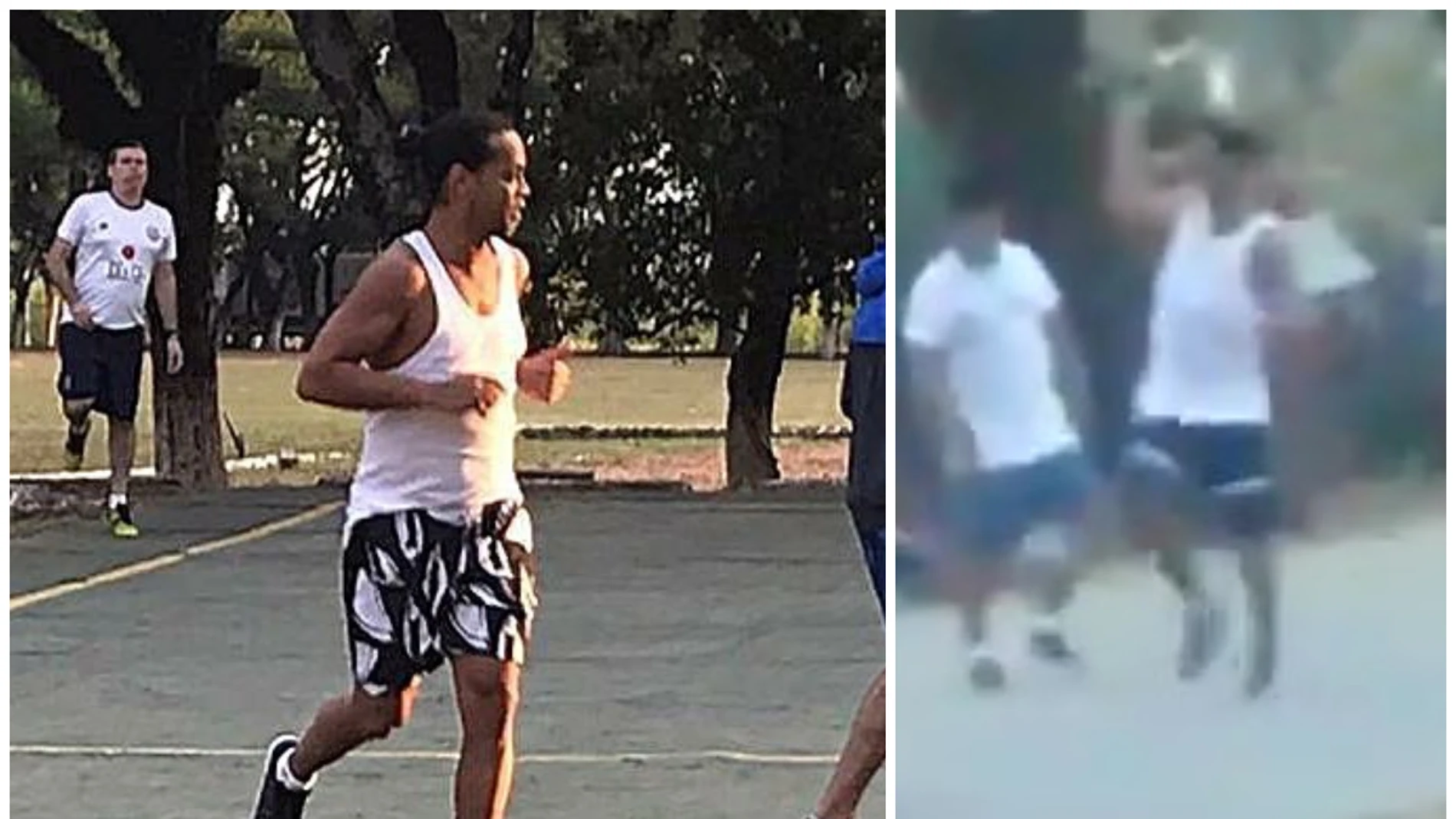 Ronaldinho, jugando un partido en la cárcel
