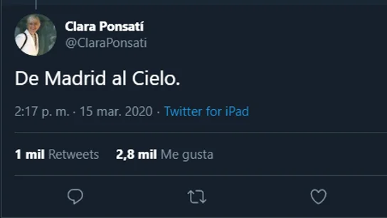El polémico tuit de Clara Ponsatí El polémico tuit de Clara Ponsatí