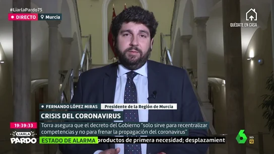 El presidente de la Región de Murcia, Fernando López Miras El presidente de la Región de Murcia, Fernando López Miras