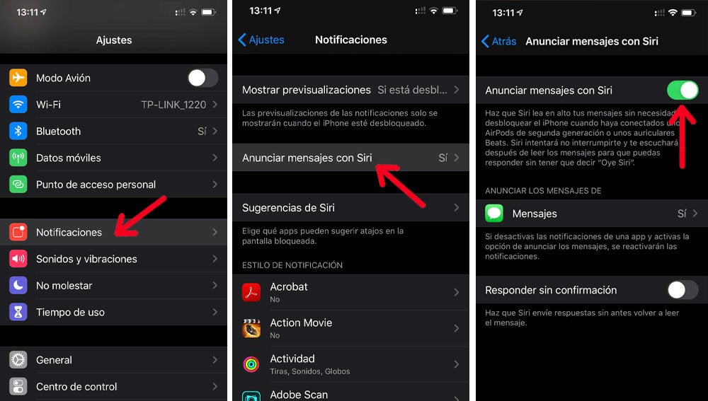 Cómo anunciar los mensajes de Siri en nuestros AirPods