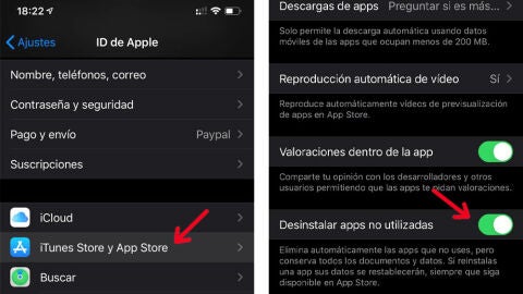 Desinstalación de 'apps' no utilizadas