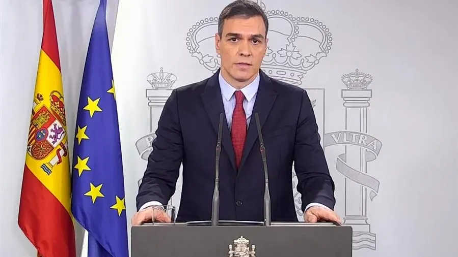 Pedro Sánchez, en una declaración institucional en el Palacio de la Moncloa