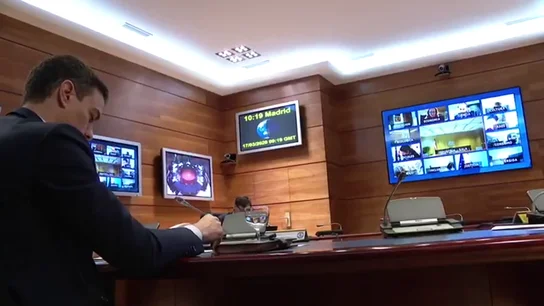 Primer Consejo de Ministros por vía telemática por el coronavirus La insólita imagen del primer Consejo de Ministros por vía telemática por el coronavirus
