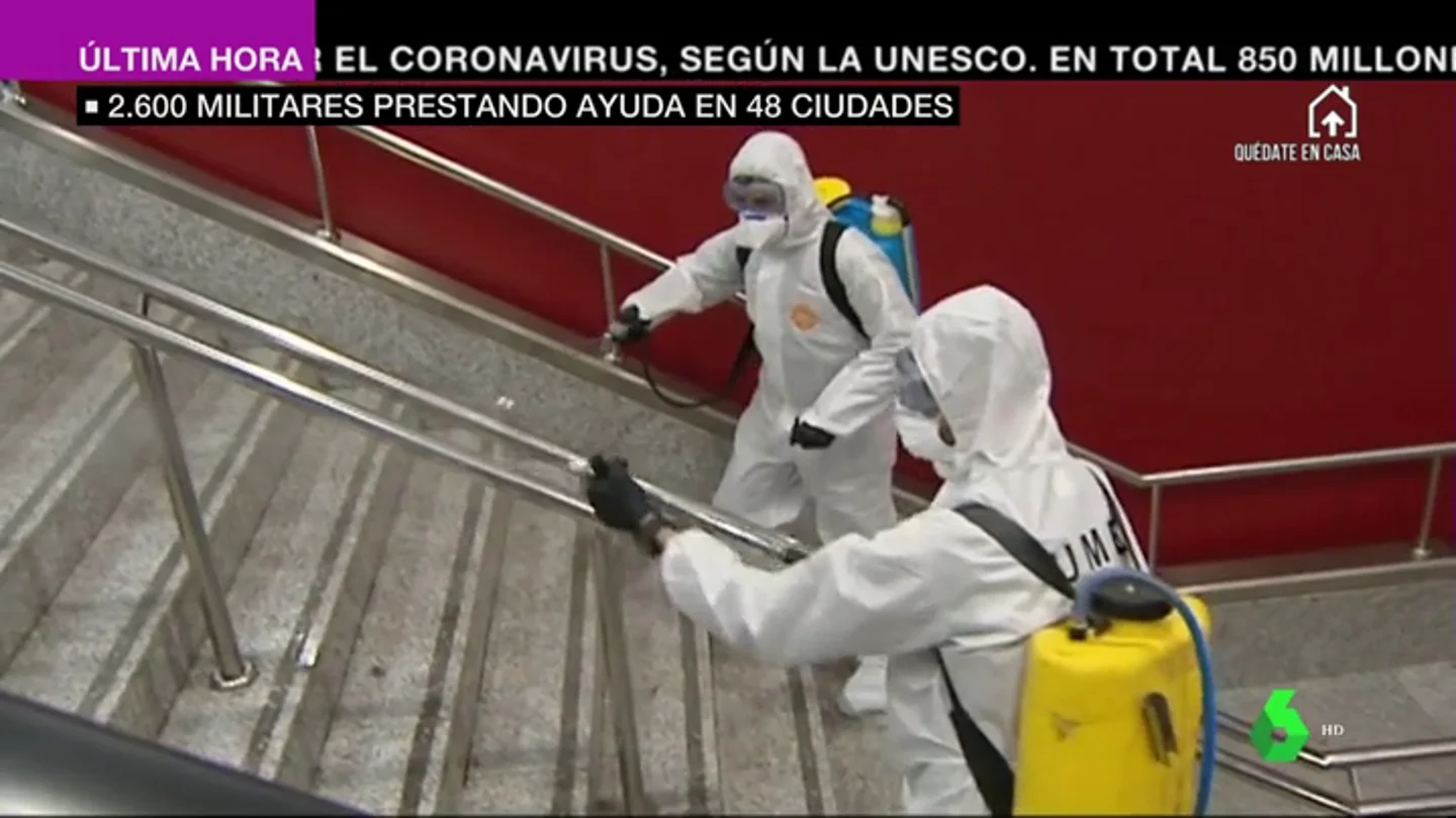 La UME, desinfectando una estación La UME, desinfectando una estación