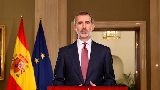 El rey Felipe VI, durante el mensaje institucional por el Estado de Alarma. El rey Felipe VI, durante el mensaje institucional por el Estado de Alarma.