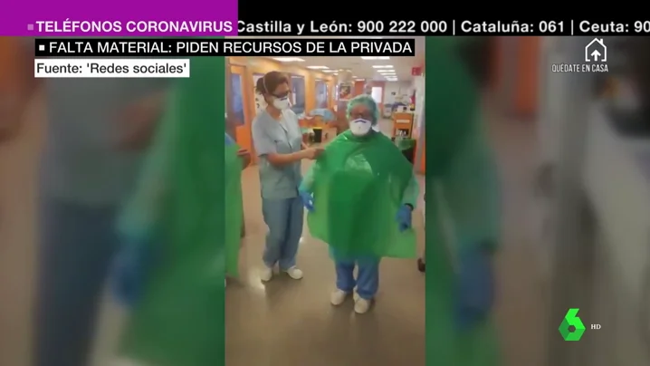 Sanitarios de Soria usan bolsas de basura para protegerse del coronavirus