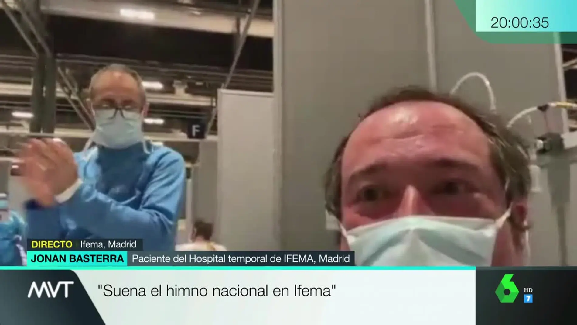 Jonan Basterra, paciente del hospital temporal de Ifema, en Madrid.