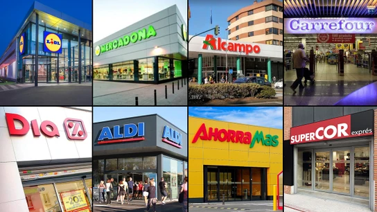 Imagen con varios de los supermercados de España Imagen con varios de los supermercados de España