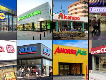 Imagen con varios de los supermercados de España Imagen con varios de los supermercados de España