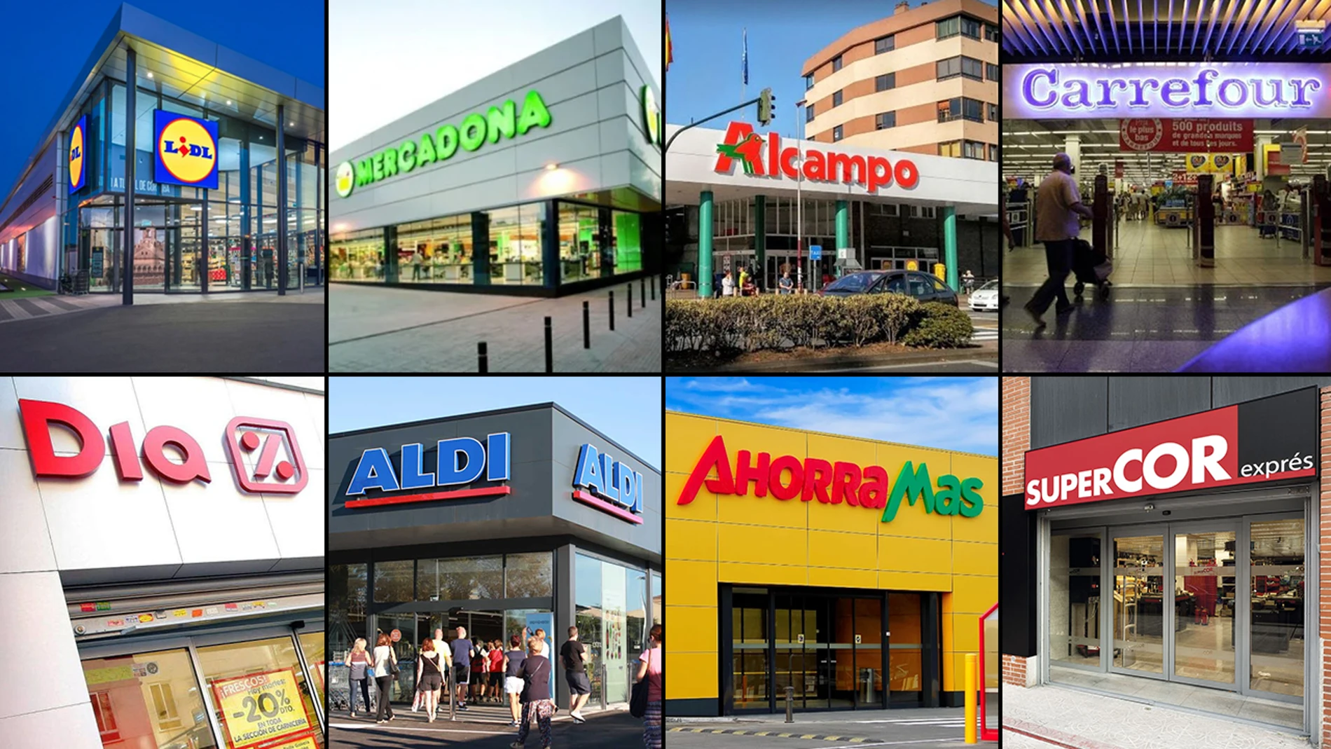 Imagen con varios de los supermercados de España